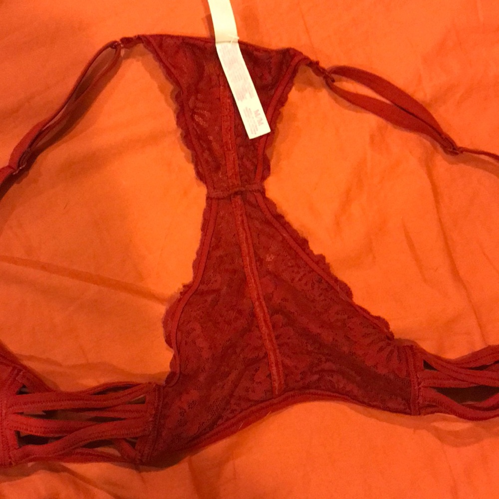 Red lace bralette